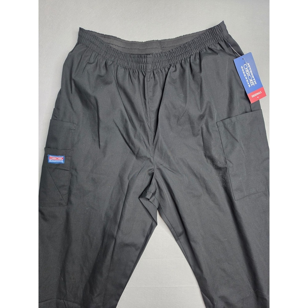 Cherokee Uniform Scrub Pants Womens Large Black Tapered Leg Medical Workwear NWT - Picture 3 of 8
